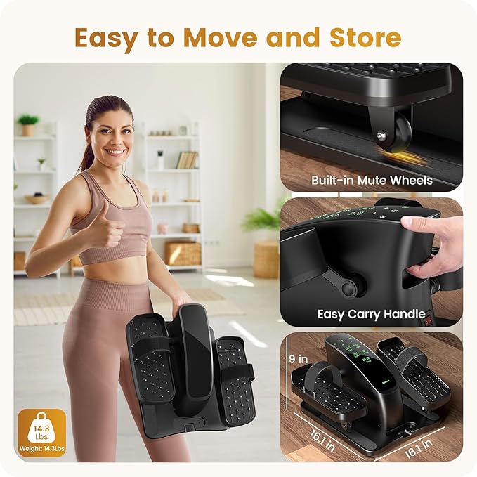 Under Desk Elliptical Training Machines: Pedal Exerciser Electric 2 in 1 Auto or Manual with 12 Adjustable Speeds Portable Under Desk Bike Leg Exerciser for Seniors While Sitting with Remote Control