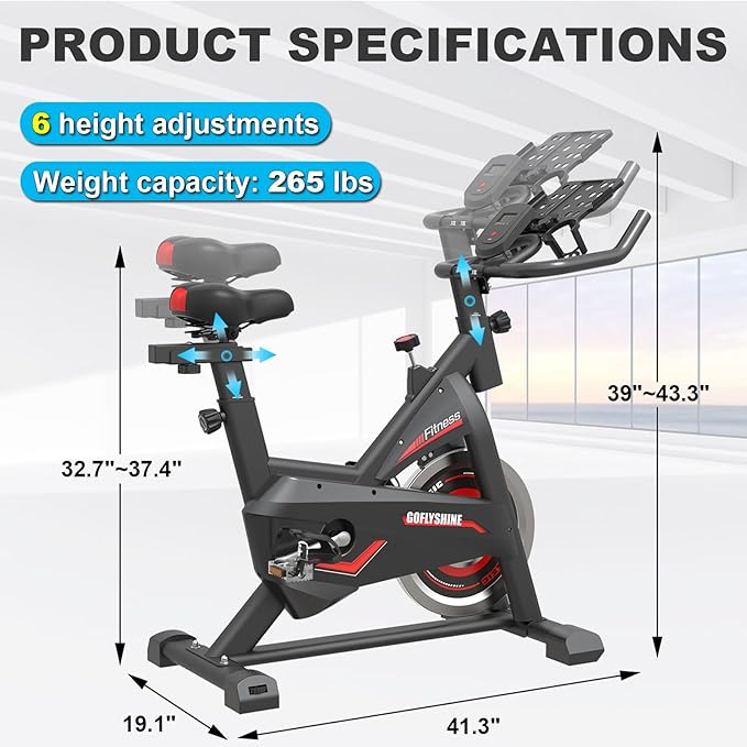Exercise Bikes Stationary,Exercise Bike for Home Indoor Cycling Bike for Home Cardio Gym,Workout Bike with Ipad Mount & LCD Monitor,Silent Belt Drive