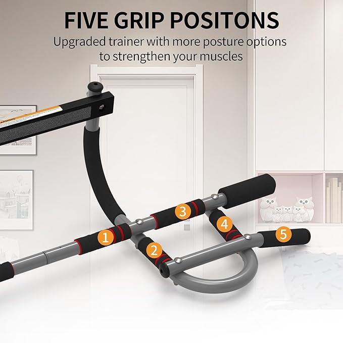 8 & 12-Grip Doorway Pull-Up Bar - Heavy-Duty
