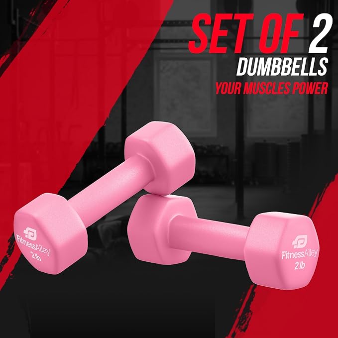 Neoprene Coated Workout Dumbbells set of 2 – Anti Roll, Non Slip with Smooth Grip Fitness & Exercise Dumbbells – Hexagon Shaped Hand Weights for Women & Men – Best Choice for Gyms & home use
