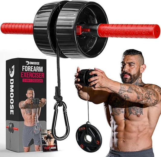 DMoose Fitness Forearm Strengthener & Wrist Roller - 2 in 1 Arm