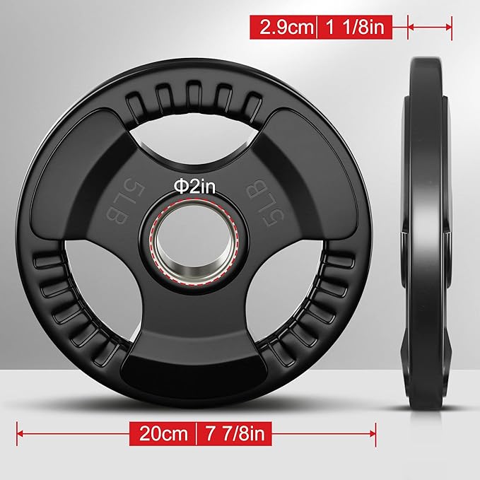 Rubber Weight Plates 2-Inch 5LB-2pcs/10LB-1pcs Barbell Plates Grip