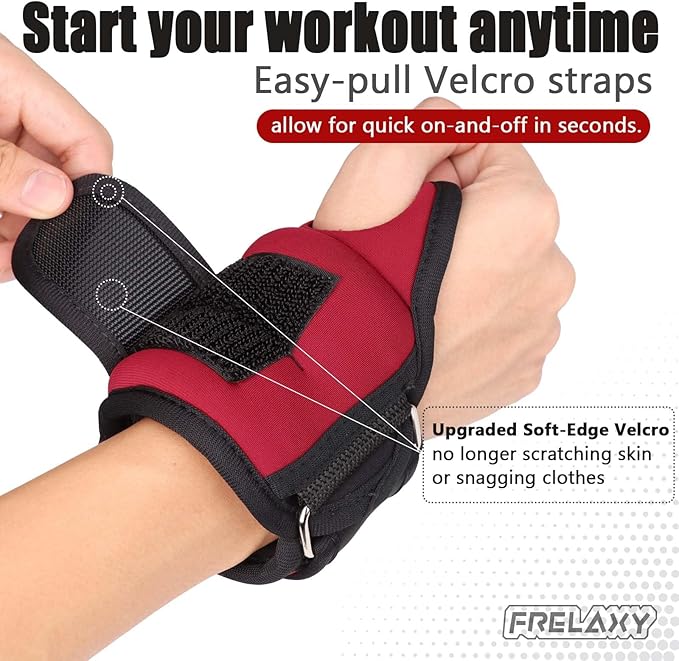 Frelaxy Wrist Weights with Thumb Loops Lock for Men Women 1lb*2 2lbs*2 3lbs*2 Ankle Weights Weighted Gloves for Running Strength Training Yoga Walking Exercises