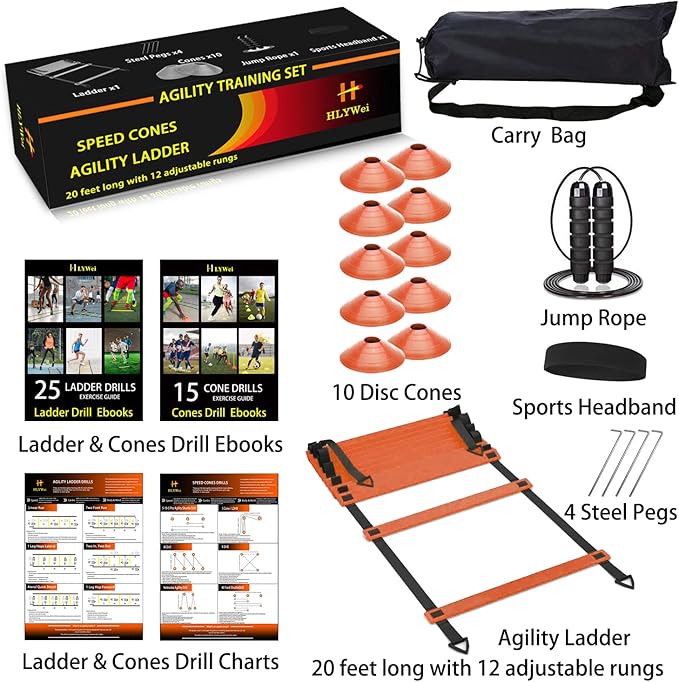 Speed Agility Training Set 1 Agility 4 Steel 1 Sports Headband,1 Jump 10 Disc