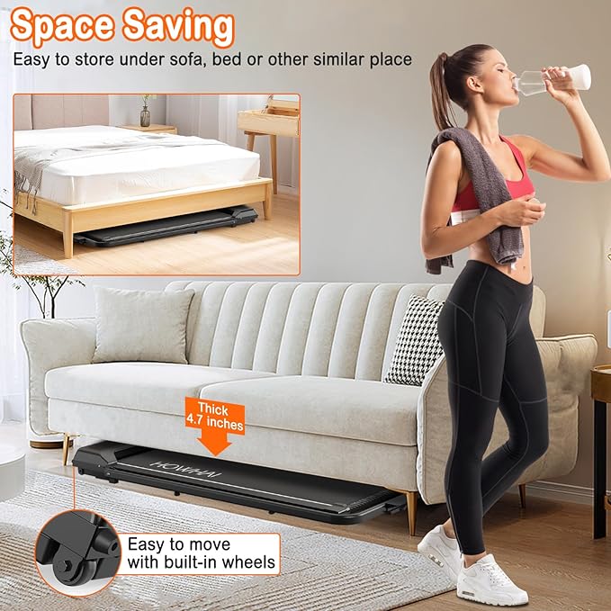 Treadmill with Incline, Walking Pad Foldable Treadmills for Home with 2.5HP, Speed 6.2-7.6MPH Walking Pad with Handle Bar, Remote Control and LED Display
