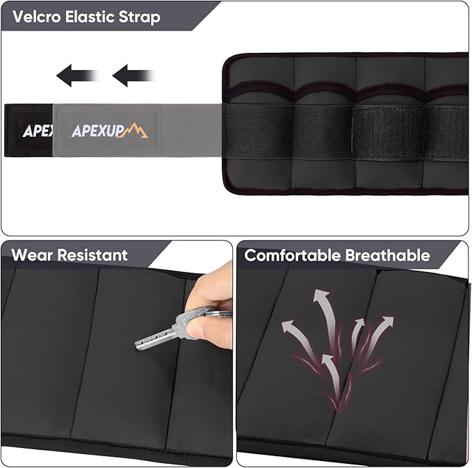 APEXUP 10lbs/Pair Adjustable Ankle Weights for Women and Men, Modularized Leg Weight Straps for Yoga, Walking, Running, Aerobics, Gym