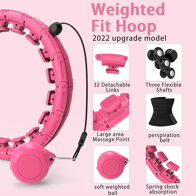 KABCON Infinity Weighted Exercise Hoop Plus Size Loss,65/62/60 Inch 2 in 1,with Weight