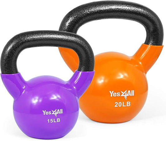 Yes4All Combo Kettlebells Vinyl Coated Weight Sets Great