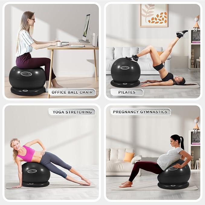 Anti-Burst and Slip Resistant Exercise Ball Yoga Ball 2,000-Pound Capacity,