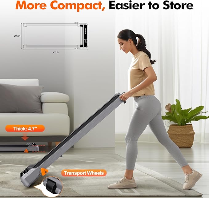 Walking Pad Treadmill with Incline, 3-Levels 300 lbs Capacity Portable Under Desk Treadmill for Home Office Apartment, Mini Space-Saving Compact Design, 2.5HP Ultra-Quiet, Heavy Duty 2025 Upgrade