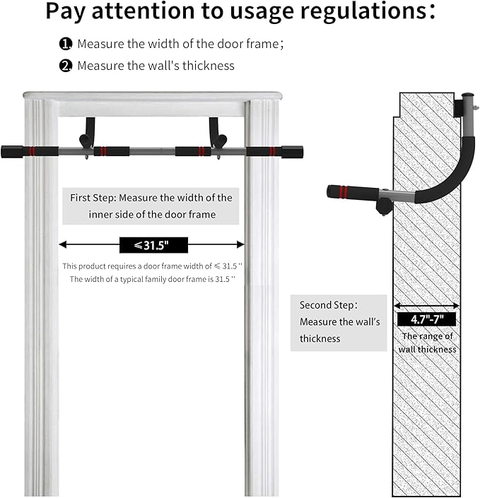 leikefitness Pull-Up Bar For Door Frame Adjustable Portable (AB7000)