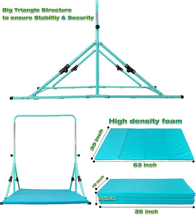 PreGymnastic Updated Folding Gymnastics Bar with Rings 3-10, Gymnastic