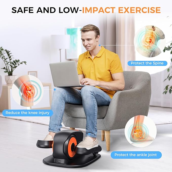 Under Desk Elliptical Machine, Ellipse Leg Exerciser for Seniors, Quiet and Portable Pedal Exerciser While Sitting, Elliptical Exercise Machine with Remote Control,12 Adjustable Speeds