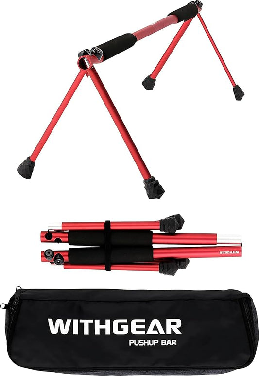 Folding Push Bar - Duralumin Metal Push Bars Heavy Duty Lightweight and Indoor and Outdoor Parallet Bar for Men and Women