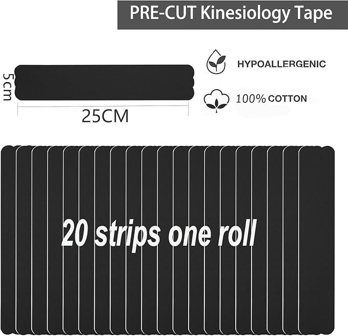 Kinesiology Tape Pro Athletic Sports (3 Rolls,60 Precut Strips) Waterproof Breathable Latex Free Tape for Ankle Wrists Knees Elastic Running Tennis Swimming Football Sports Activities Tapes(Purple）