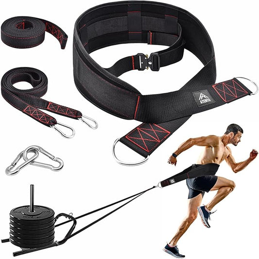 ATENTO Weight Lifting Belts for Pulling 2 Straps 4 Hooks