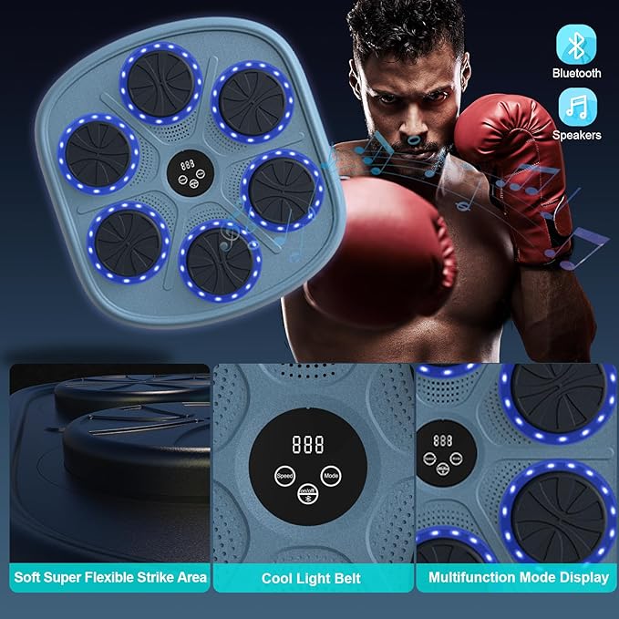 Smart Music Boxing Machine for Adults and Kids, Wall-Mounted Interactive Trainer with LED Display, 9 Modes & 9 Speeds, Perfect for Home Fitness and Stress Relief