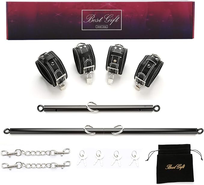 EXREIZST Adjustable Expandable 2 Silver Spreader Bar Set