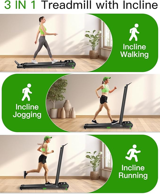 Walking Pad with Incline, Incline Treadmills for Home, 2.5 HP Under Desk Treadmill Small with Remote Control, Walking Pad Small Treadmill with LED Display