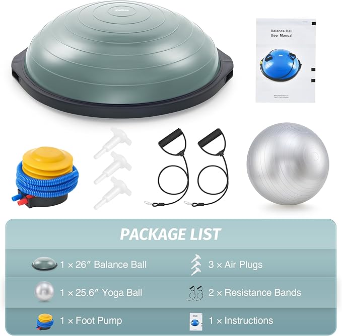ZELUS 25in. Balance Ball 1500lb Inflatable 2 Bands,