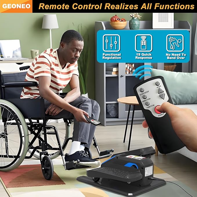 Under Desk Elliptical Machine, Electric Ellipse Leg Exerciser for Senior, Quiet and Compact Electric Seated Pedal Exerciser for Home with Display Monitor, Remote Control and 12 Adjustable Speeds