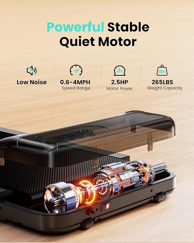 Walking Pad, Under Desk Treadmill with Incline for Home Office 2.5HP Portable Walking Treadmill with 280 Lbs Weight Capacity Walking Machine, Remote Control, LED Display
