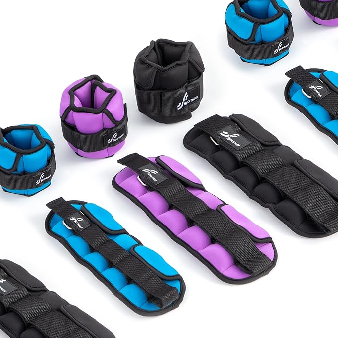 Sportneer Adjustable Ankle Weights for Women and Men：1 1 2 2 3 3 4 4 6 6 7 7 8 8 10 10 lbs