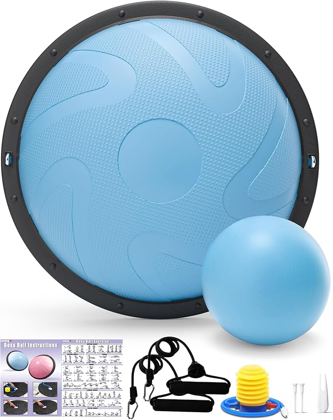 nonogo Half Balance Ball Trainer with Resistance Bands & Small Exercise Ball, Stability Ball for Core Strength, Full Body Workout, Yoga, Fitness, Physical Therapy