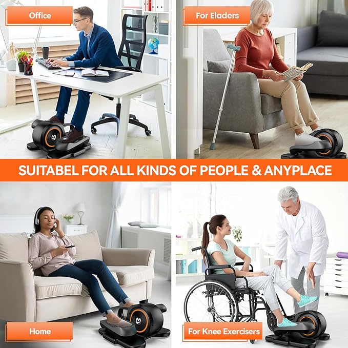 pooboo Under Desk Elliptical Machine, Ellipse Leg Exerciser for Seniors Fully Assembled, Portable & Quiet Electric Seated Pedal Exerciser with Remote Control & LCD Display