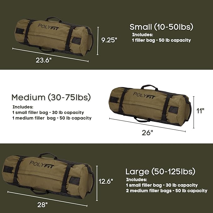 Polyfit Classic Sandbag - Heavy Duty Workout Sandbag 8 Gripping