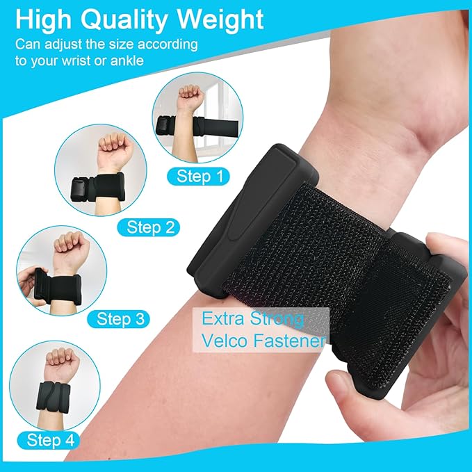 Wrist and Ankle Weights for Women Men, Wearable Strong Arm & Leg Weights Set of 2 (1Lb Each), Adjustable Ankle Weights for Home Gym, Yoga, Walking, Running, Dance, Pilates, Cardio, Aerobics
