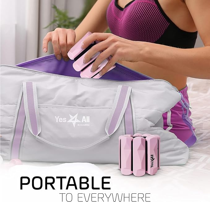 Yes4All Wrist & Ankle Weights Set 2x 1lb - Premium Silicone Adjustable For Women/Men Home Gym, Yoga, Cardio, Pilates, Running