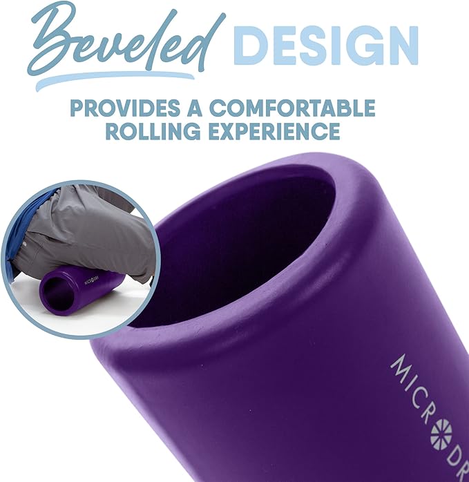 MICRODRY Deluxe Fitness Foam Back Roller for Muscle Relief 13x5.3", Purple