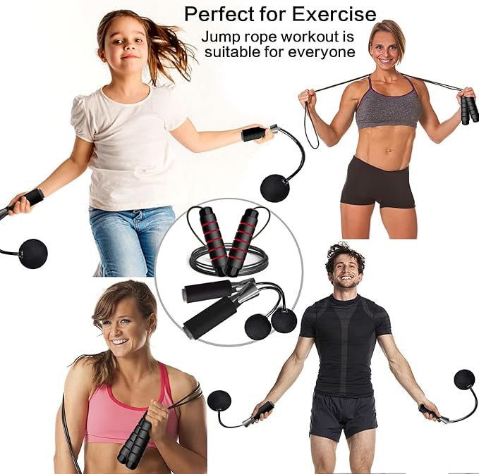 Jump Rope & ropeless jump rope, Exercise Jumprope for Men Women and Kids Workout,Rapid Speed Jumping Rope for Cardio and Endurance Training,for Home Aerobic Exercise Equipment - 2 Pack