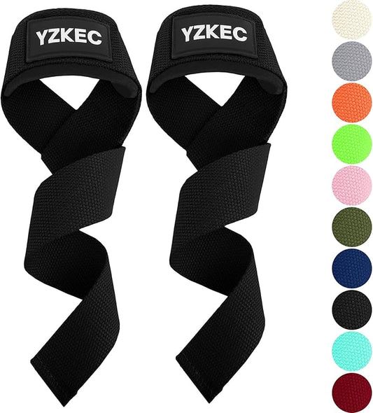 24" Cotton Weight Lifting Wrist Straps with Neoprene Cushioned Padded for Wrist Support and Protection，Weightlifting，Strength Training，Bodybuilding，Powerlifting，Dumbbell Workout，Men and Women (Pair)