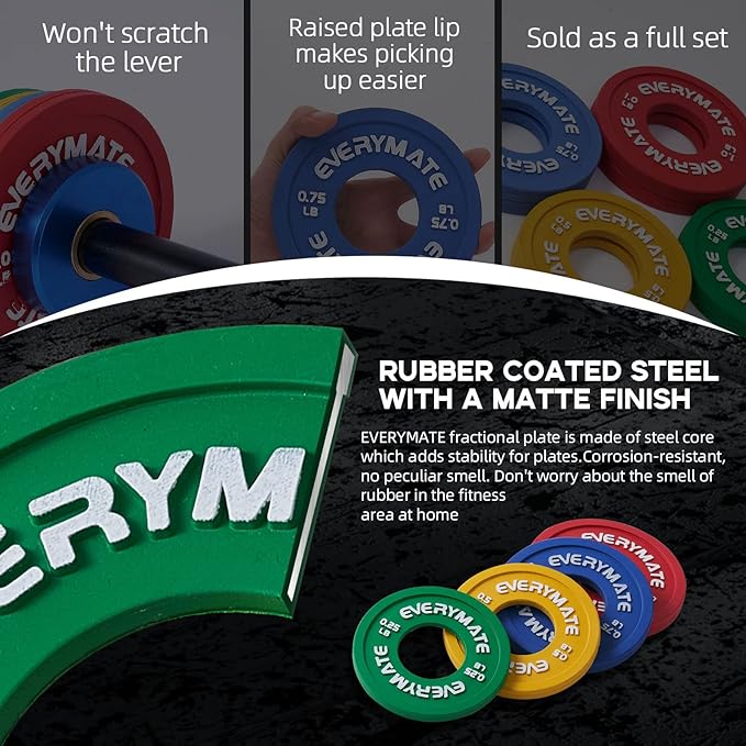 Rubber Fractional Weight Plates Set of 8 Micro 0.25LB 0.5LB 0.5LB 0.75LB 0.75LB 1 1 LB