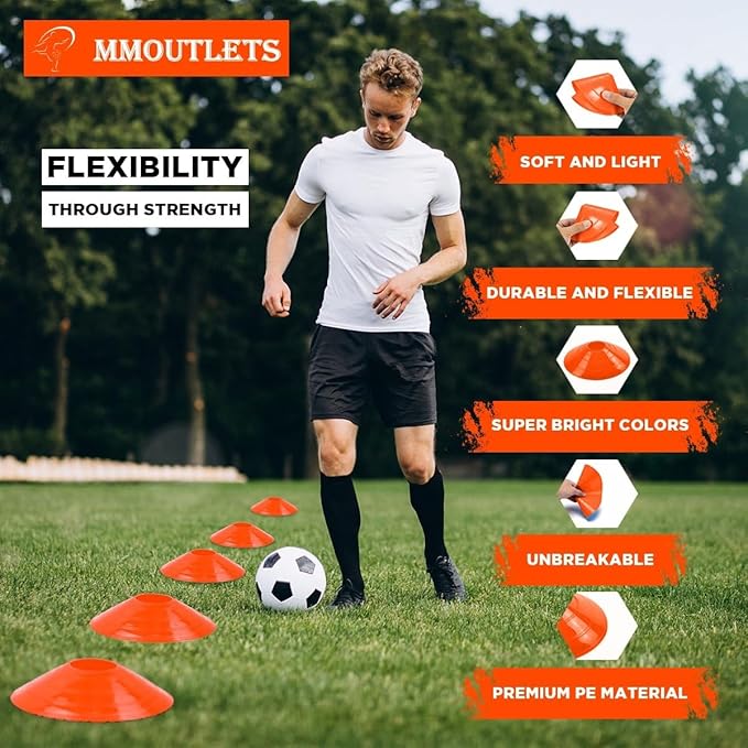 Soccer Cones for Drills with Mesh Bag & Strap-Flexible