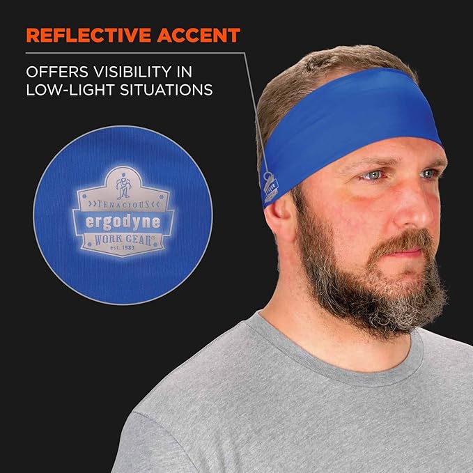 Ergodyne Chill-Its 6634 Cooling Headband, Sports Headbands for Men and Women, Moisture Wicking