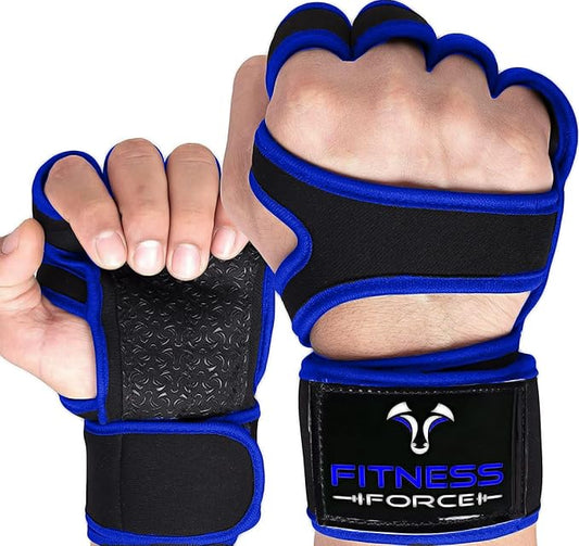 FITNESS FORCE Ventilated Gym Gloves for Men with Built-in Wrist Support for Workouts Weightlifting Gloves Workout Gloves for Women Exercise Fitness Gloves Perfect for Powerlifting, Cross Training