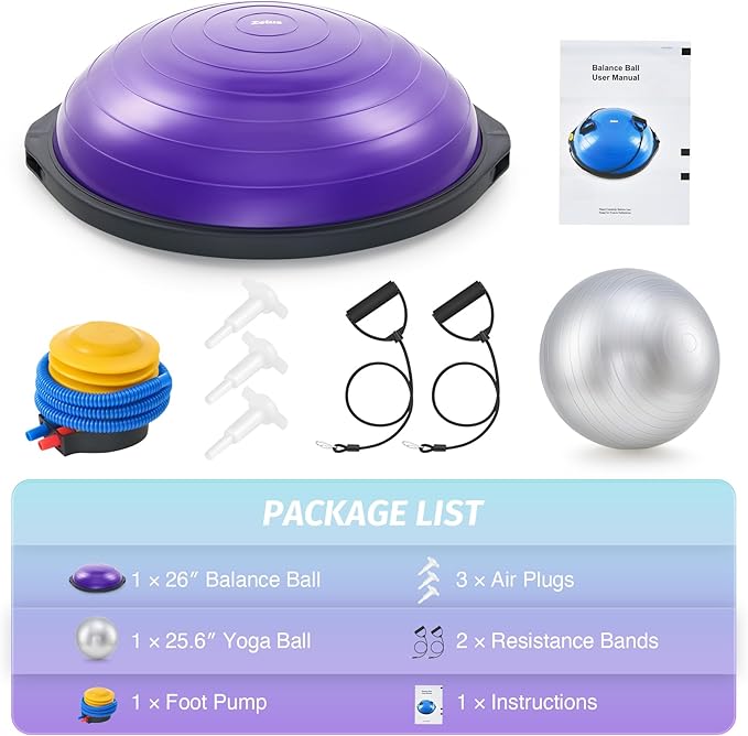 ZELUS 25in. Balance Ball 1500lb Inflatable 2 Bands,