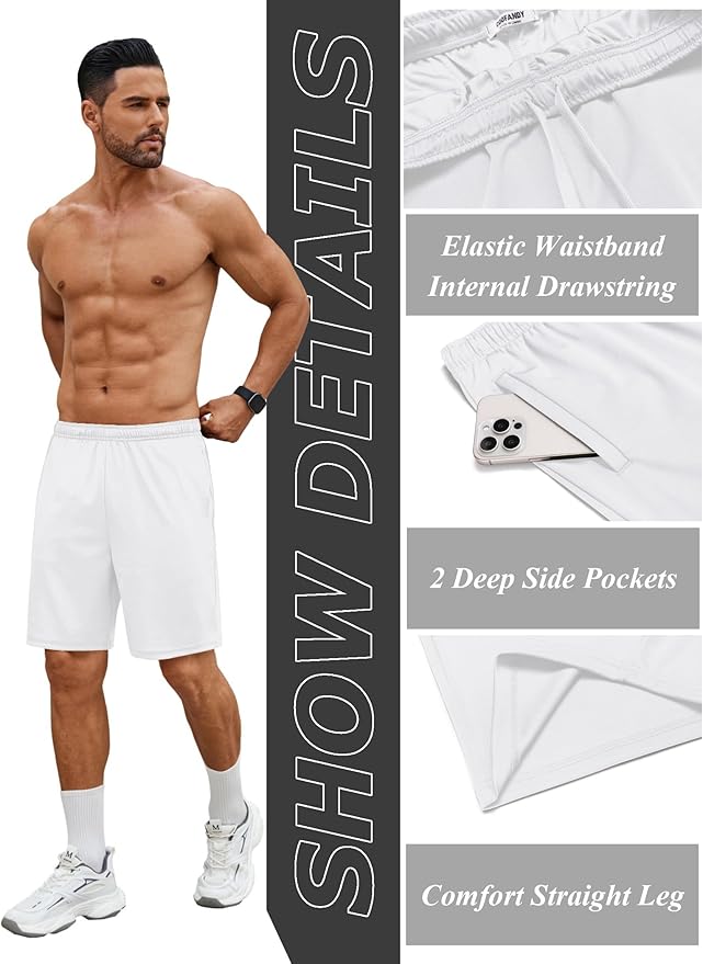 COOFANDY Men's Gym Workout Shorts 7 Inch Stretch Athletic Shorts Lightweight Running Training Short Pants with Pockets