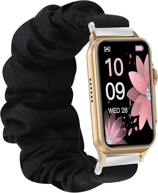 Compatible for FITVII Nexa, HM21, HM68, H86, HM57, HM78, H56 Smart Watch Fitness Tracker Bands, 18mm, 20mm, 22mm Fabric Elastic Scrunchie Elastic Women Cute Replacement Straps