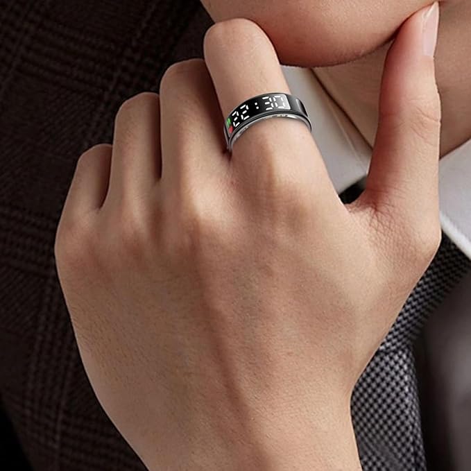 Yoidesu Smart Ring, Health Tracker Ring with Multifunction Display, Fitness Tracking Heart Rate Sleep Tracker Pedometer Ring, App Support, IP68 Water Proof, with Charging Case (8)