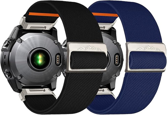 26mm Nylon Stretchy Band for Garmin Fenix 6x/5x/7x Band, Soft Adjustable Smartwatch Bands for Garmin Fenix 5X Plus, Fenix 6X Pro,Fenix 3,Fenix 3 HR, Descent MK1/Mk2/ Mk2S,Enduro/Enduro 2