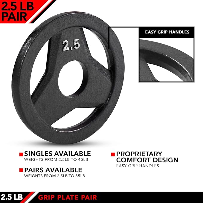 JFIT Olympic 2" Cast Iron Grip Plate OR 2" Rubber 6 Weights (2.5lbs to 45lbs) Plates