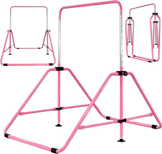 Upgrade Foldable Gymnastic Bar with Mat for Kids 3-12, 200 200 lbs