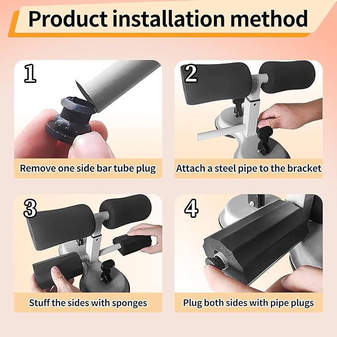 Sit Up Bar Foot Holder Heigh Adjustable - Sit Up Assistance Device with 2 Strong Suction Cups - Essential Ab Workouts & Core Exercise Equipment for Home Workouts