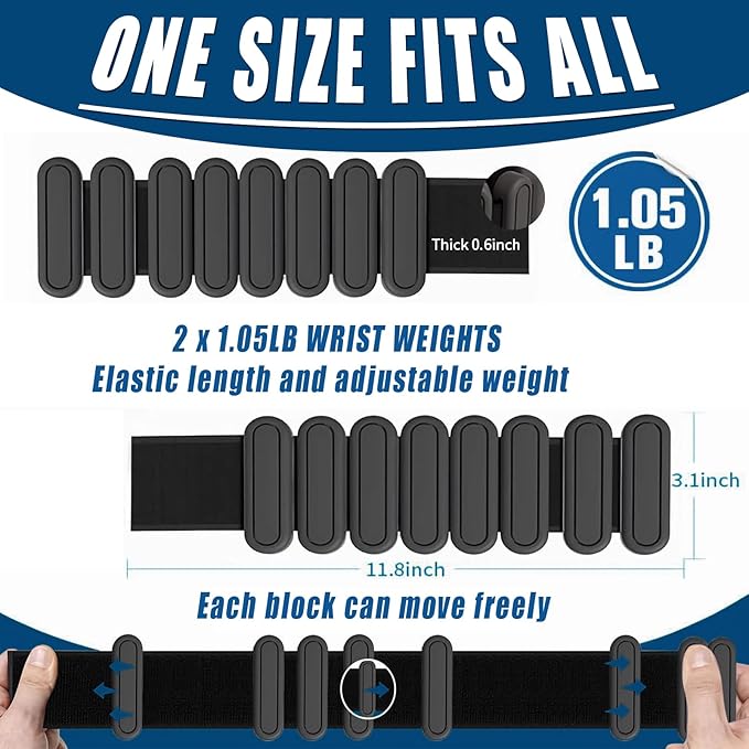 Wrist & Ankle Weights for Women，Premium Silicone Leg 2 lbs 2 (1Lb (1Lb Each)，Adjustable