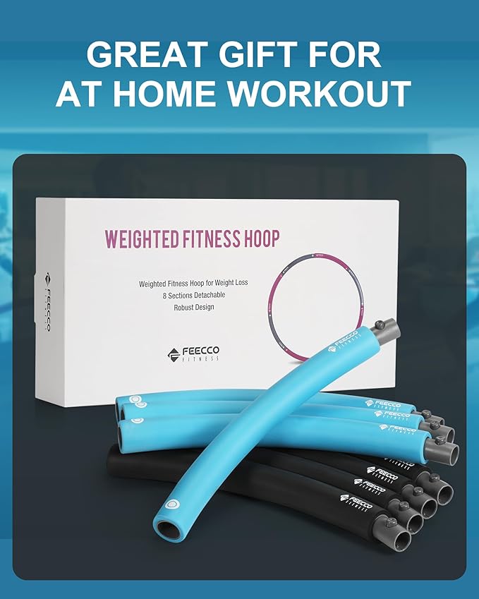 FEECCO Weighted Fitness Hoop 8 Detachable