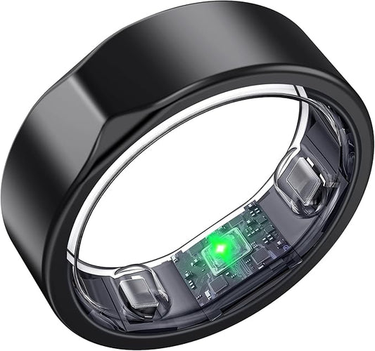 Smart Ring-Size First Before You Buy, No APP Subscription,7-10 Days of Use,Sleep & Activity Real-Time Monitor, Stress/Heart Rate/SPO₂ Tracker, Compatible with iOS and Android (Black, 10)